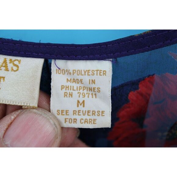 VICTORIA'S SECRET VINTAGE GOLD LABEL FLORAL 6 BUTTON SHEER SEXY SLEEP SHIRT - Picture 5 of 6